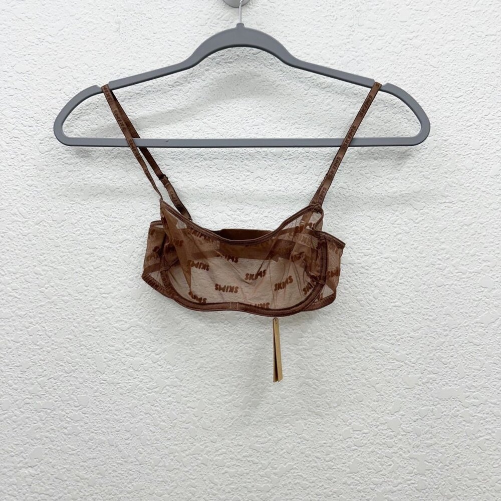 Skims After Hours Logo Bandeau Mesh Underwire Bra BR-BND-1310 Womens sz XXS NEW